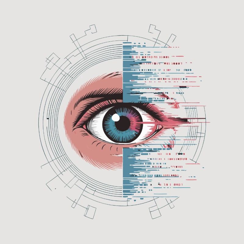 Futuristic eye with glitch effect