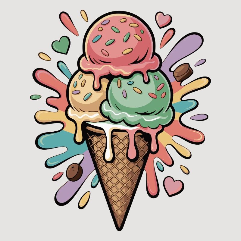 Bunte Eiscreme Explosion