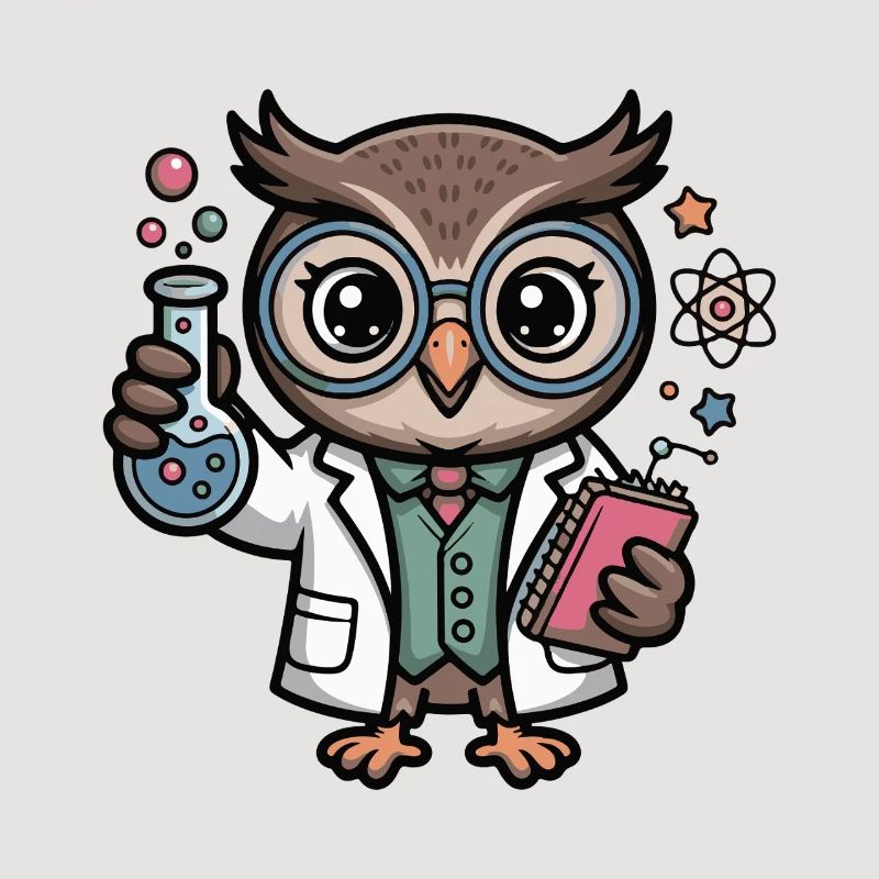 Lab owl as a scientist comic