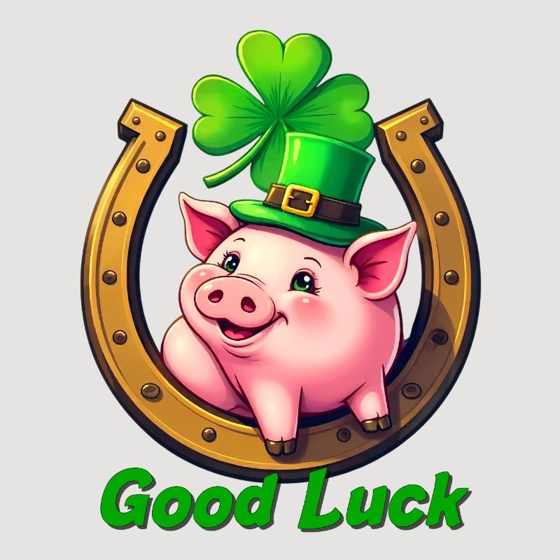 Cochon chanceux avec trèfle
