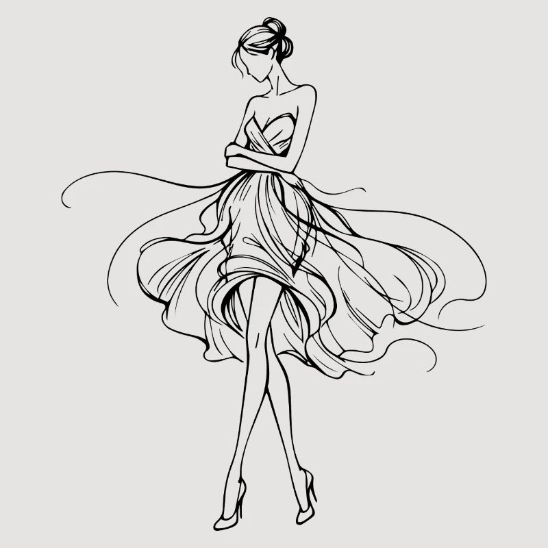 Silhouette fluide en robe de soirée