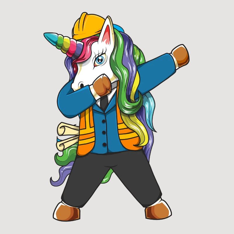 Dabbing Unicorn Engineer Construction Worker