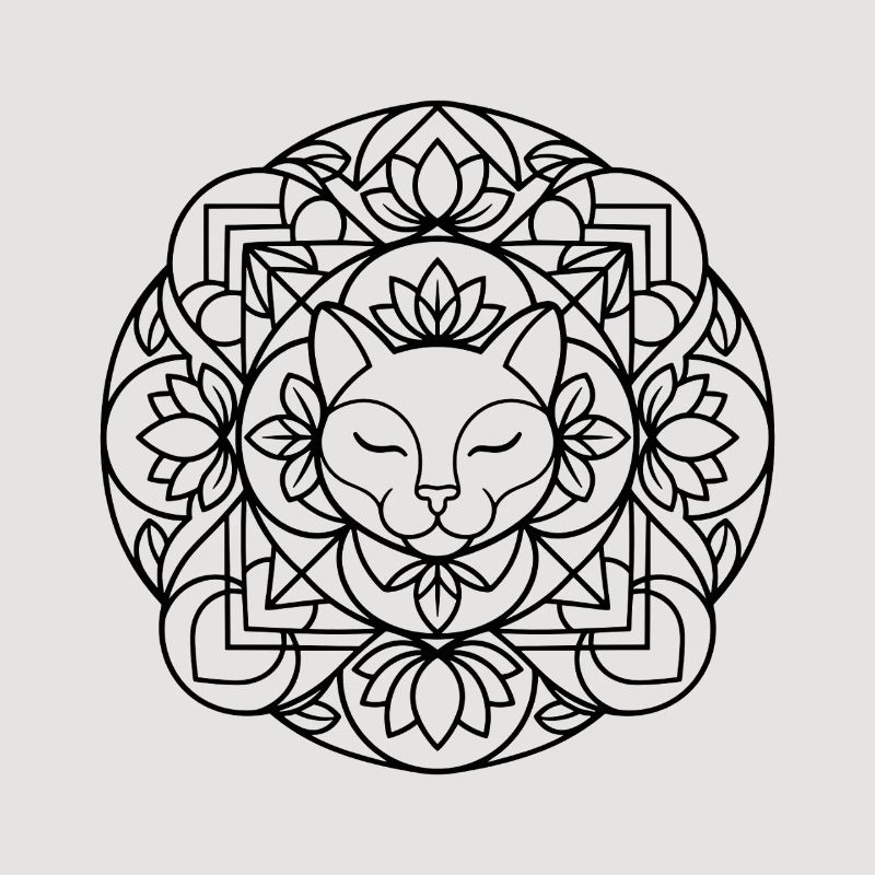 Cat Mandala with Harmonious Ornamentation
