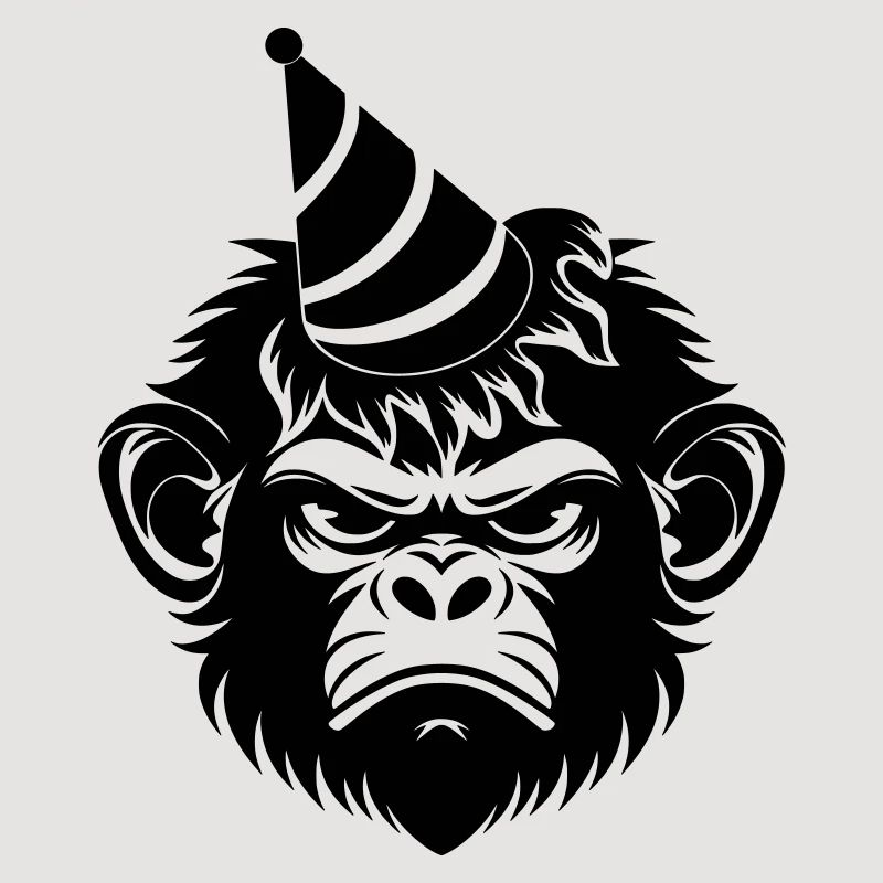 Capricious monkey with party hat