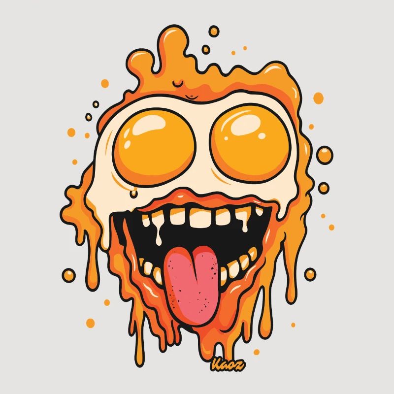 Melting face with fried egg eyes