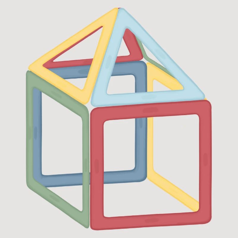 Colorful Cube Block Composition