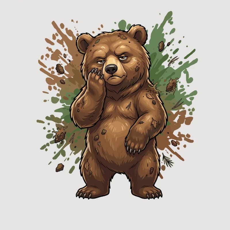 Ours de la forêt dans la boue