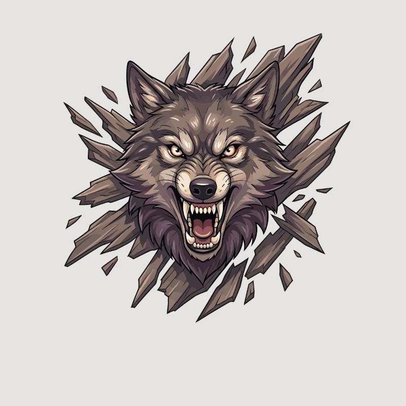 Rugissement de loup dans la vision éclatée