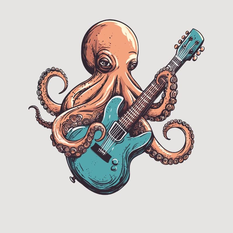 Tintenkrake mit E-Gitarre