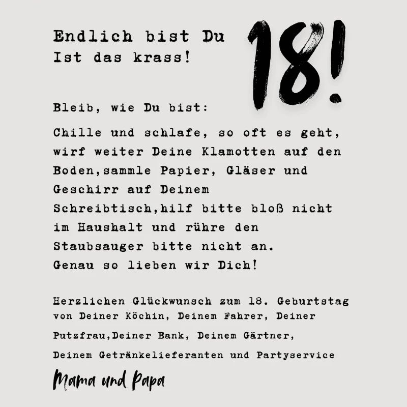Endlich 18! 18. Geburtstag Geschenkidee 