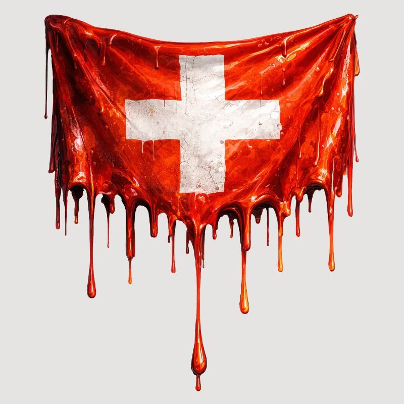 Drapeau suisse dégoulinant