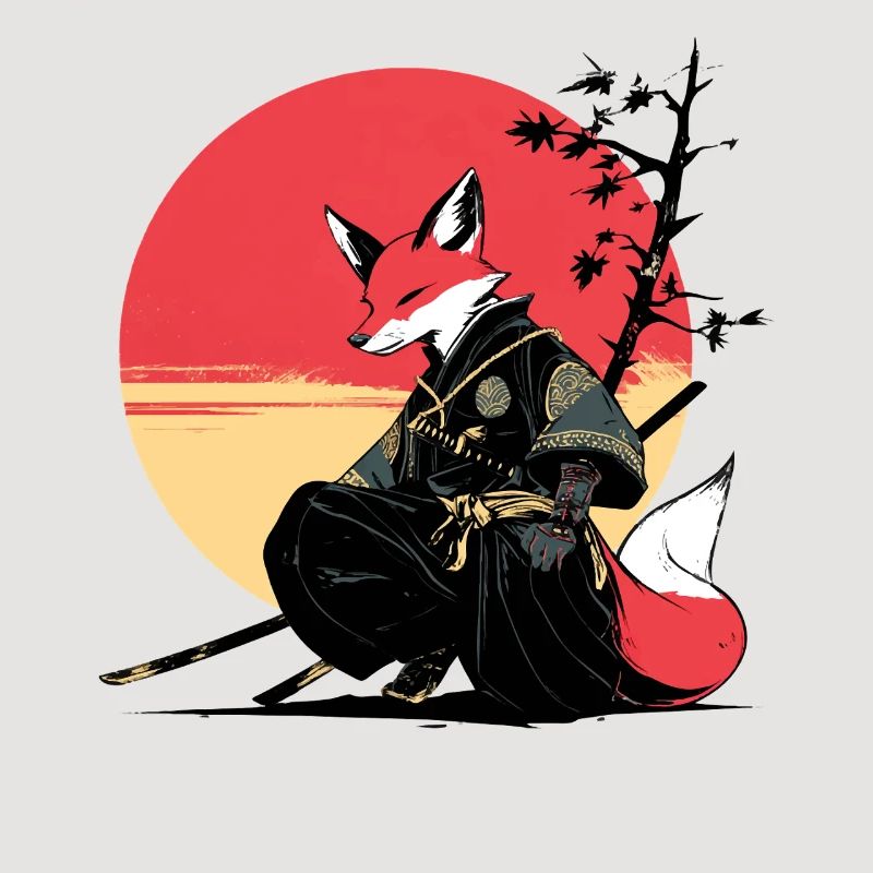 Fox Samurai au coucher du soleil