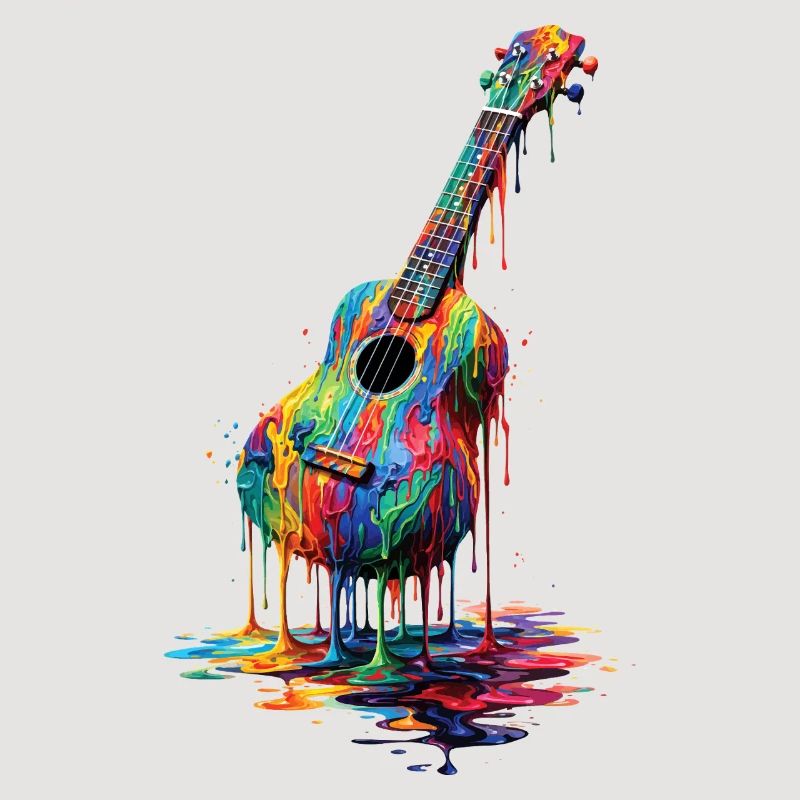 Ukulélé avec de la peinture qui goutte