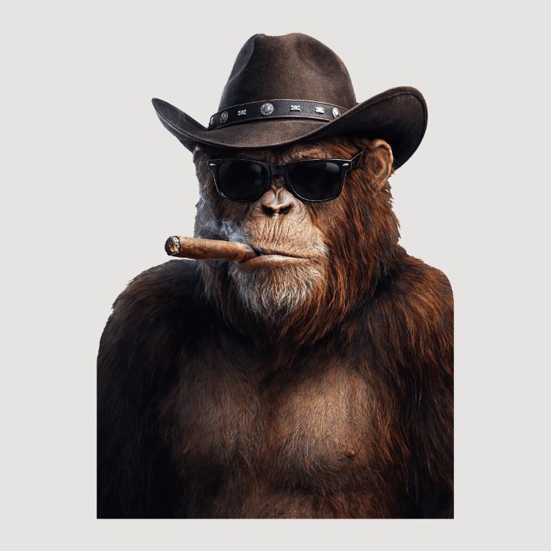 Cowboy-Gorilla mit Zigarre