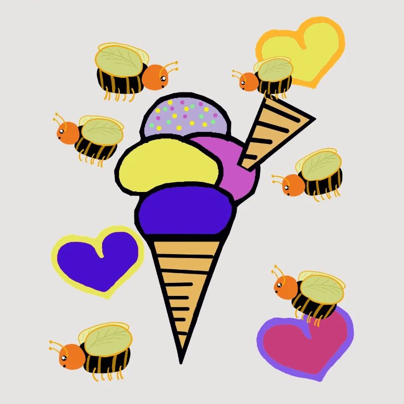 Retro Eis Eiskrem Eiscreme Bienen