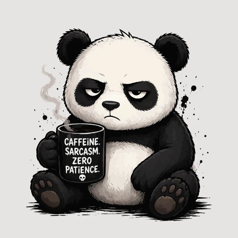 Coffee panda with sarcasm