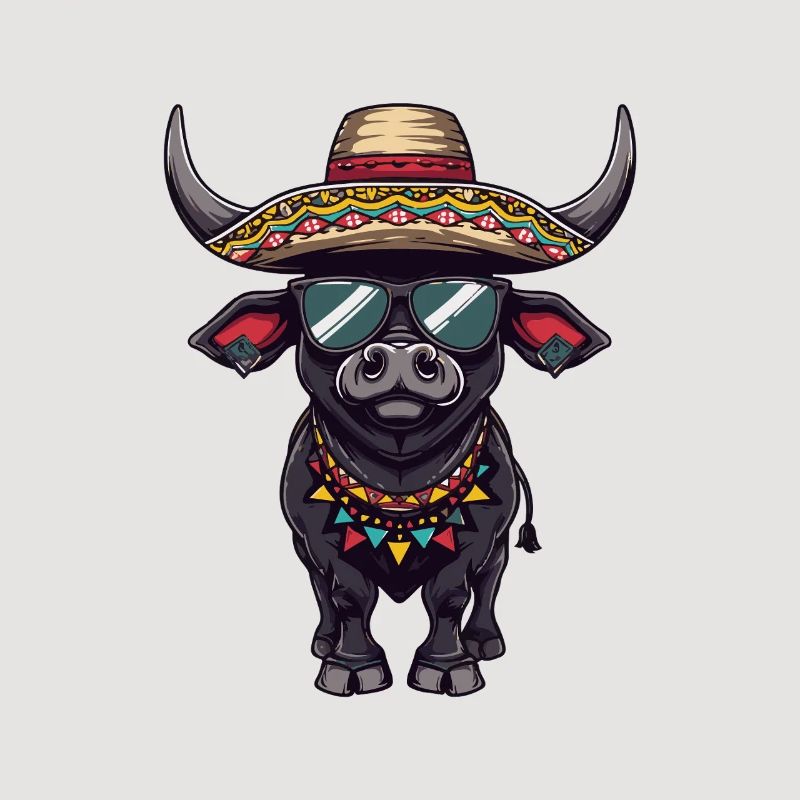Stier Comic Lustig Sombrero