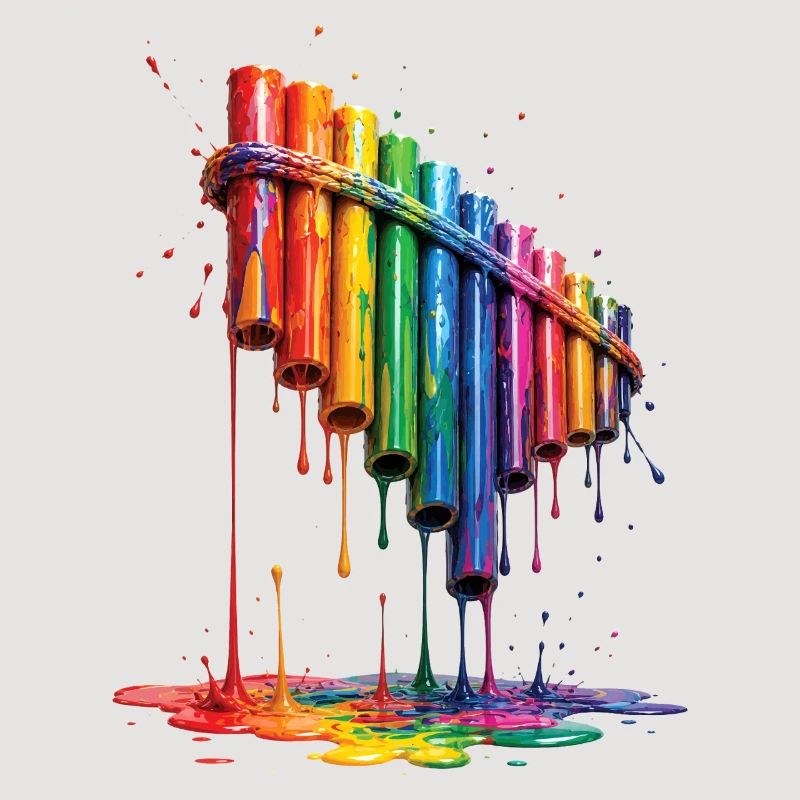 Pan flute with dripping paint