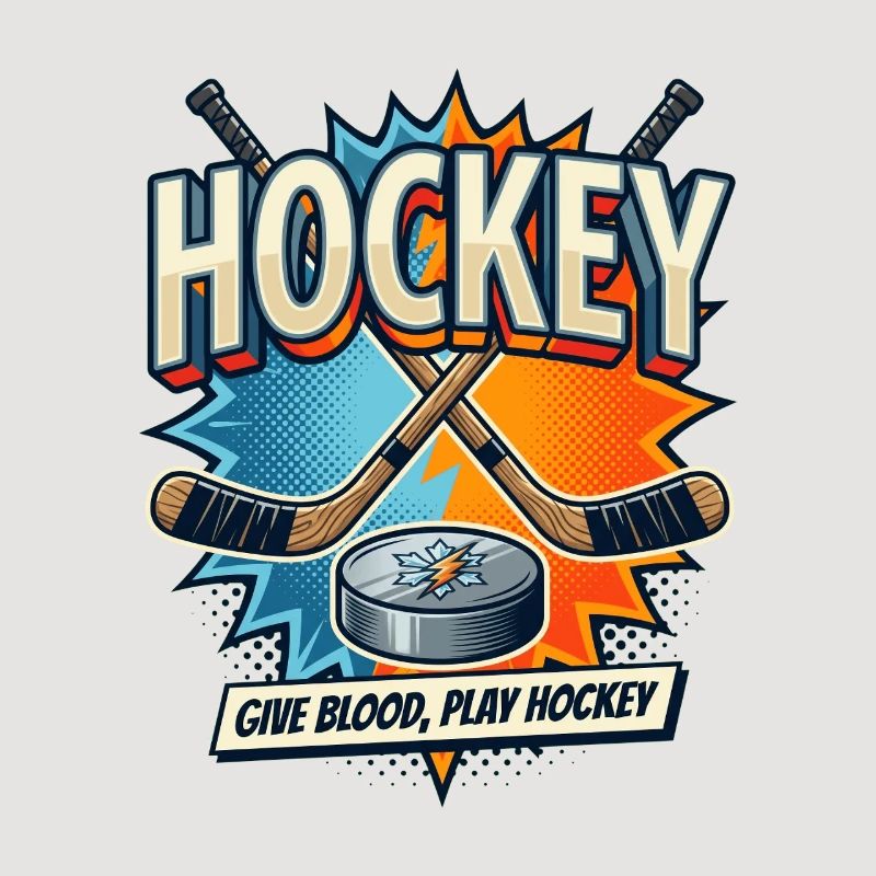 Retro Eishockey Schläger Puck Comic