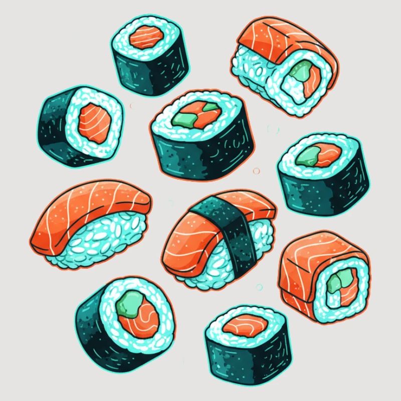 Sushi Pattern Cartoon Set