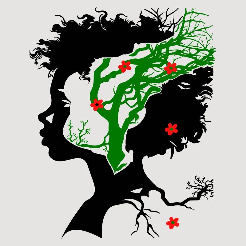 Abstrakter Baum mit Blüten