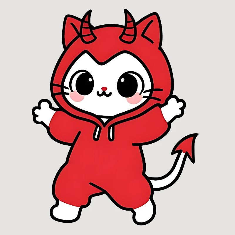 Cat Devil Kapuzenpullover Rot