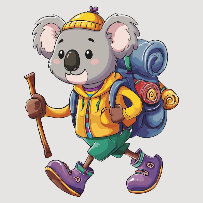 Cute Koala Hiking Camping Adventure Backpacker