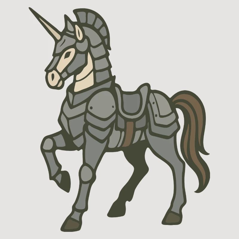 Fantasy-Design schwer gepanzerter Einhornritter