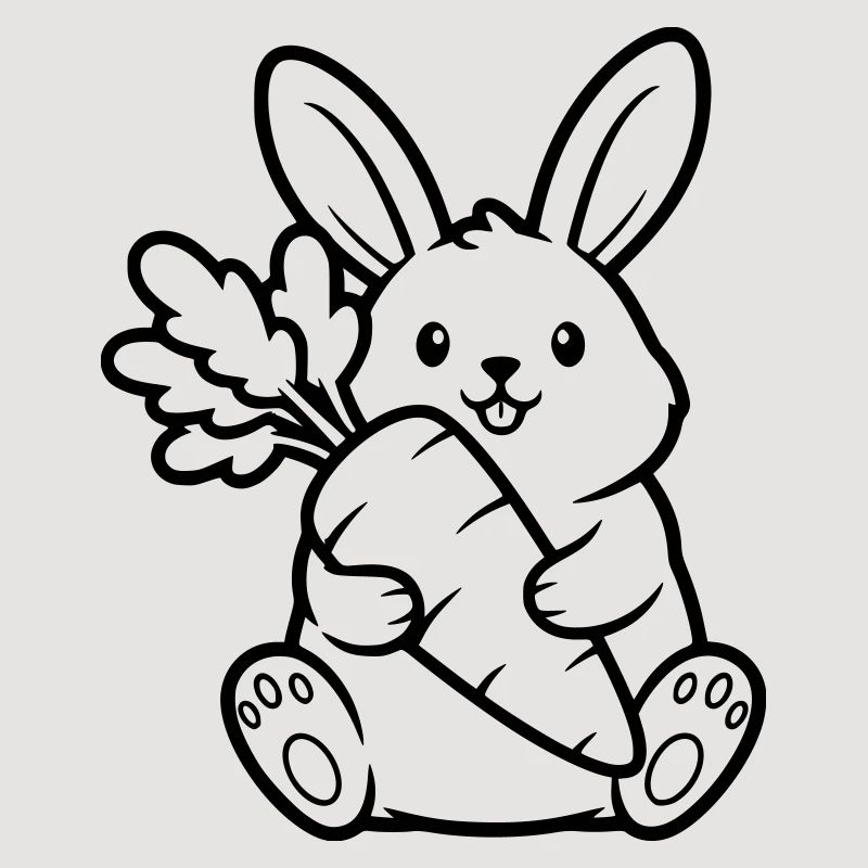 Bunny with carrot carrot coloring vector