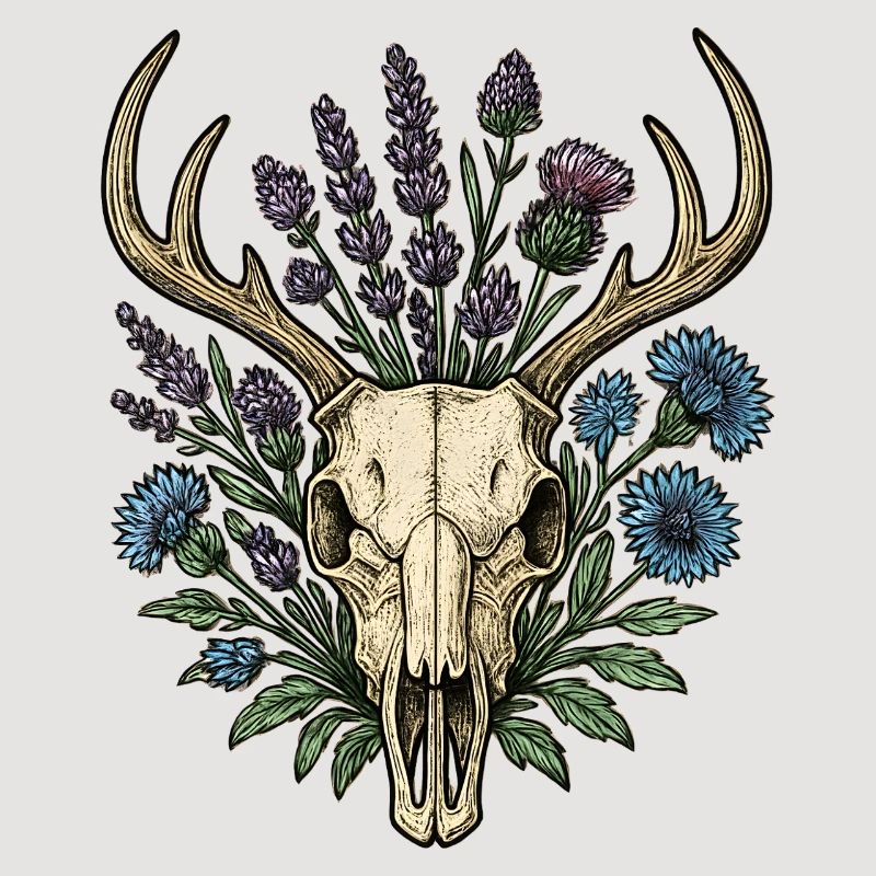 Deer bones with flower wreath