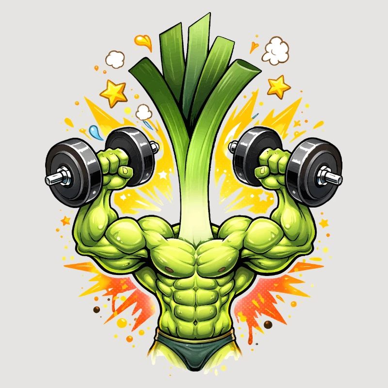 Starker Lauch Bodybuilder Illustration  