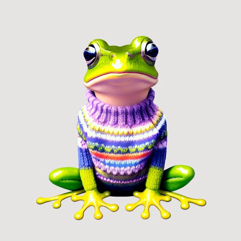 Kleiner Regenbogenfrosch mit Norweger-Pullover