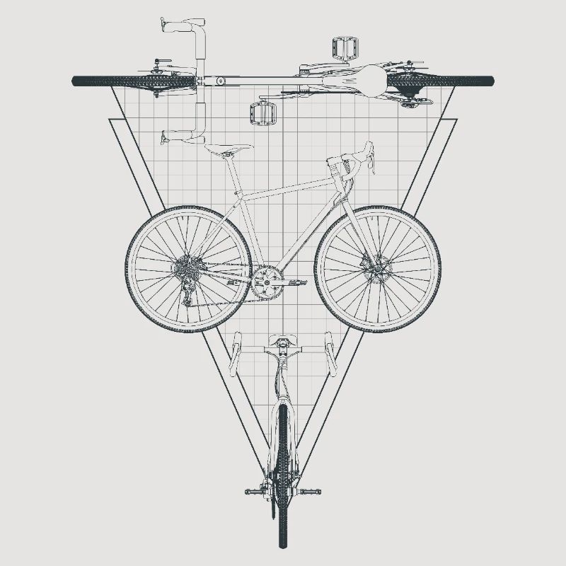 Geometric Bicycle Inside Triangle Emblem
