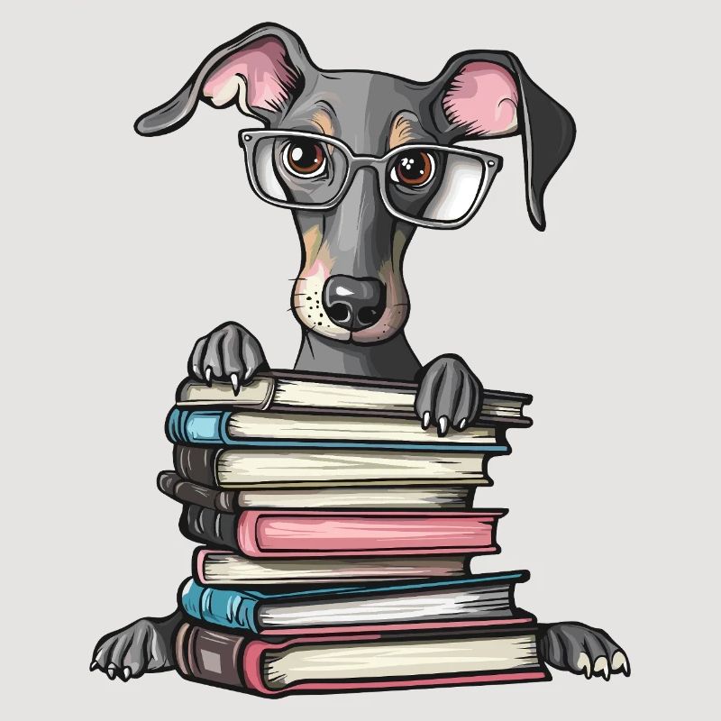 Süßes Windhund-Lesebuch mit Brille