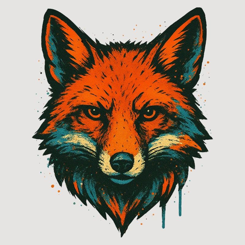 Fuchs im Neon-Graffiti
