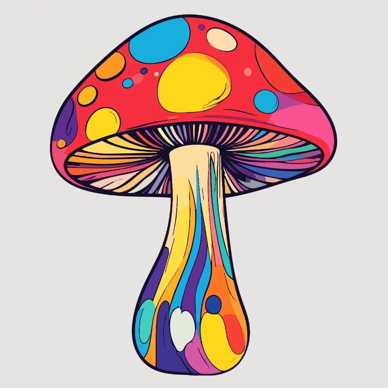 Colorful Toadstool Psychedelic Rainbow Mushroom