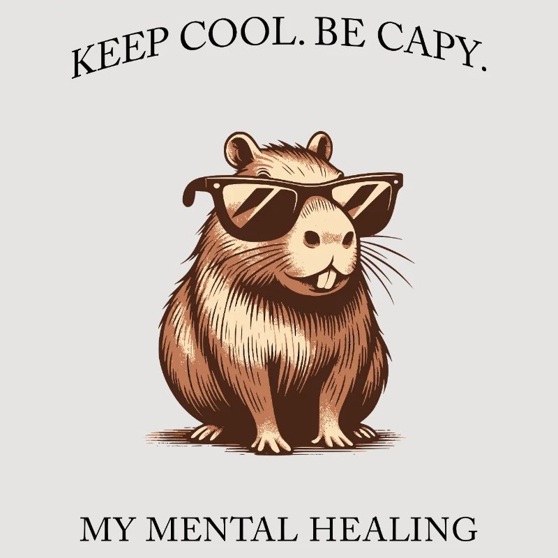 Capybara- Keep Cool, Be Capy - Minimalist Design