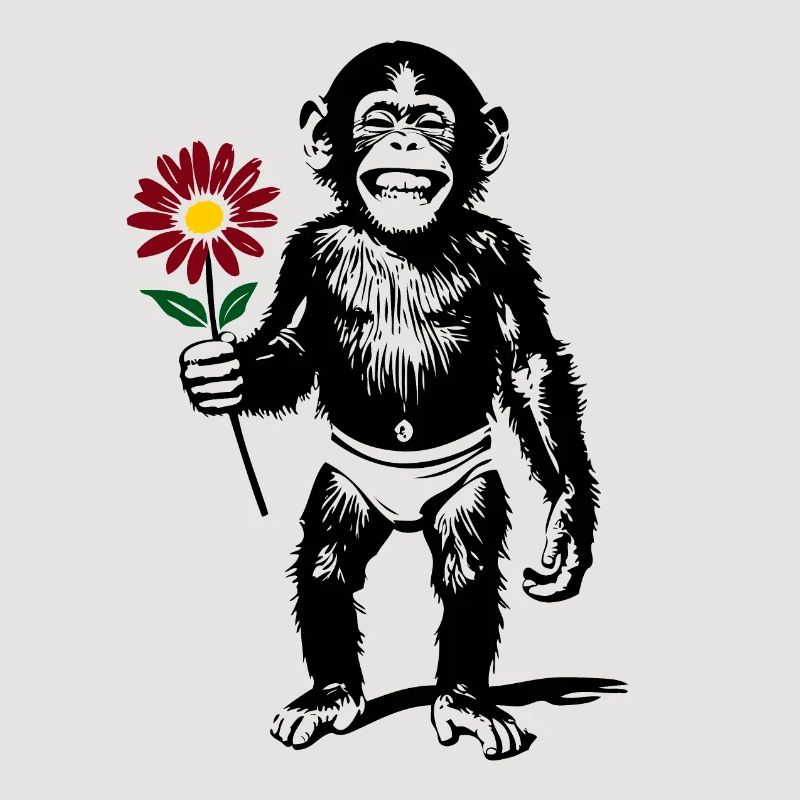 Affe mit Blume Valentinsgeschenk