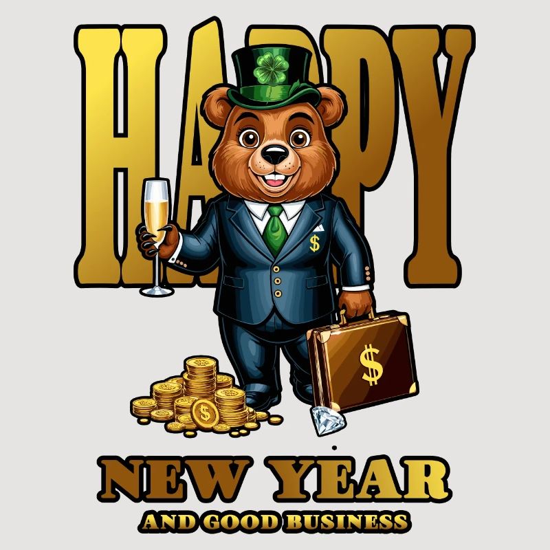 Neujahr Glücks Bär