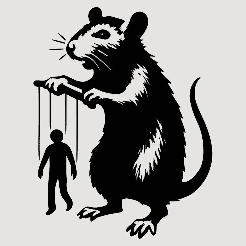 Ratte mit Mensch als Marionette