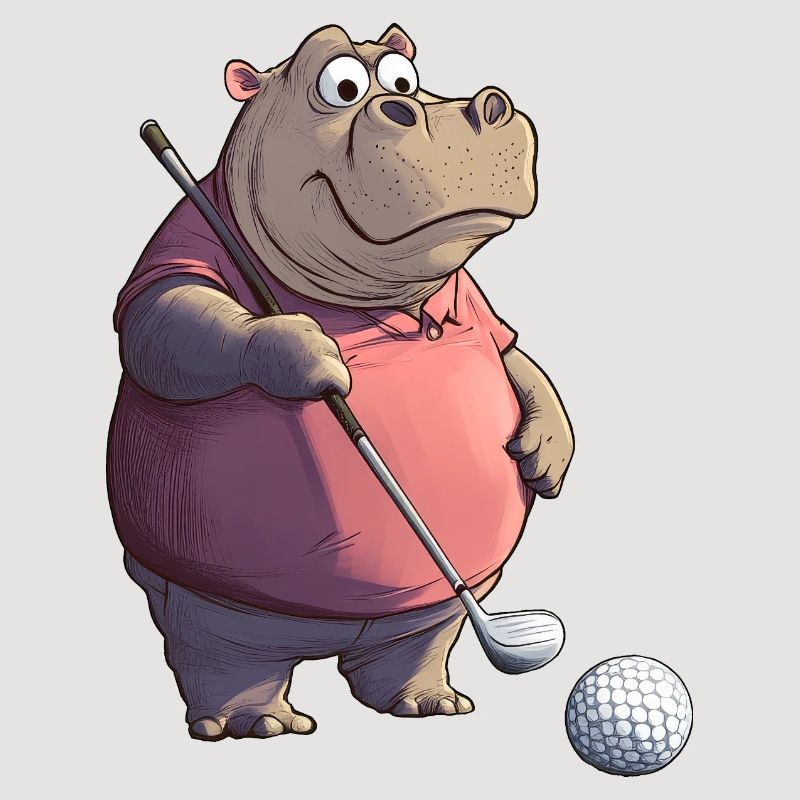 Nilpferde Golf / Golfer Nilpferd