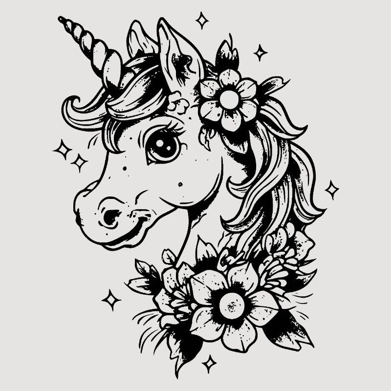 Einhorn mit Blumen
