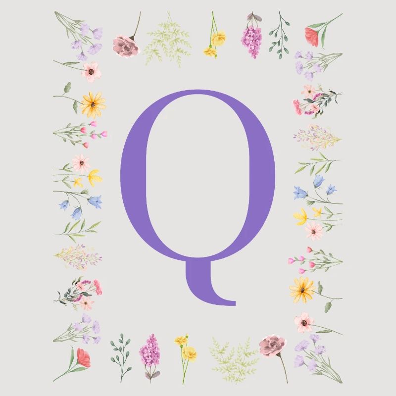 Monogramm "Q", florale Initialen