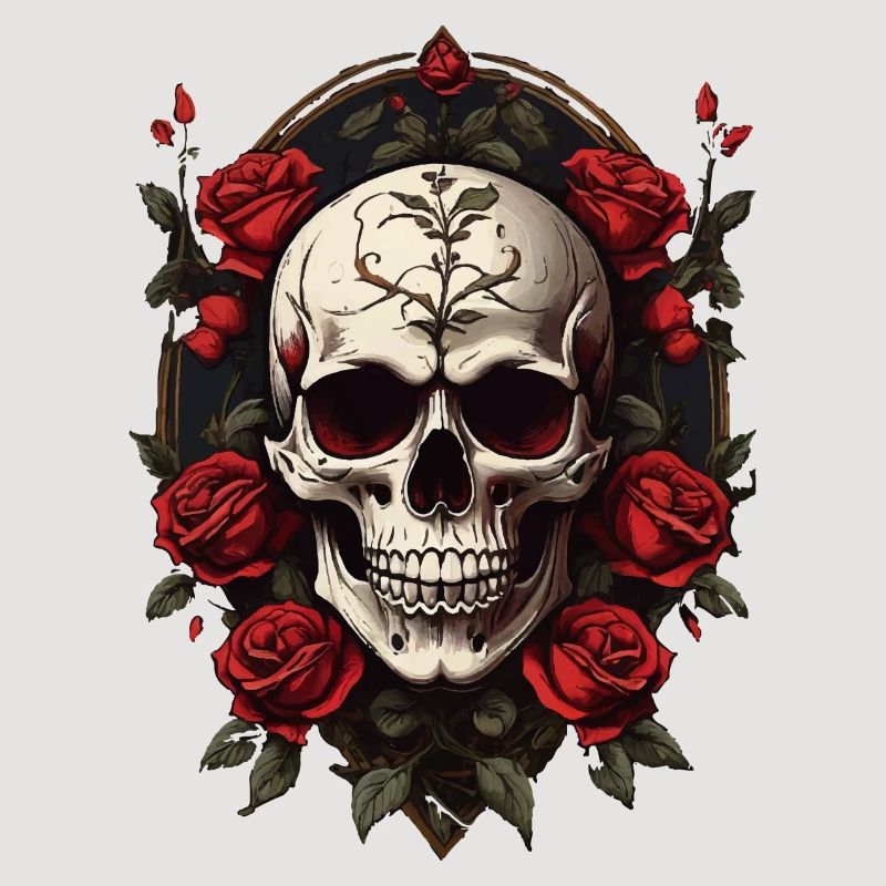 Gothic Schädel mit Rosenkranz