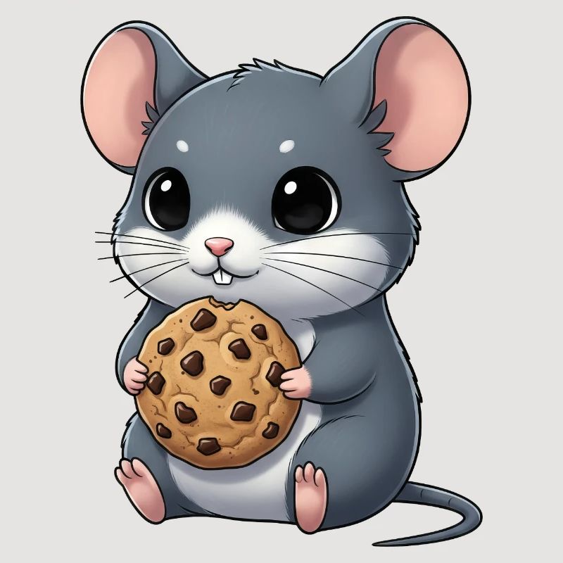 Souris mignonne avec biscuits Cookie Snacking dessin animé