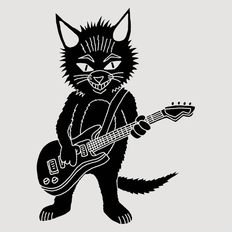 Chat noir guitariste