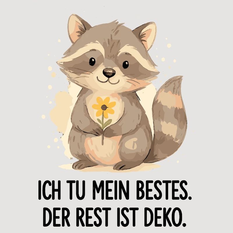 Waschbär mit Blume – Sanft
