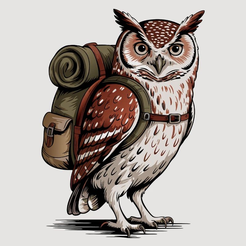 Wald-Eule mit Rucksack