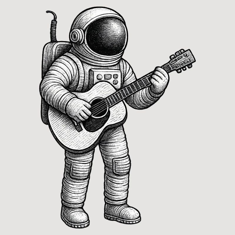Sketch de guitare d’astronaute