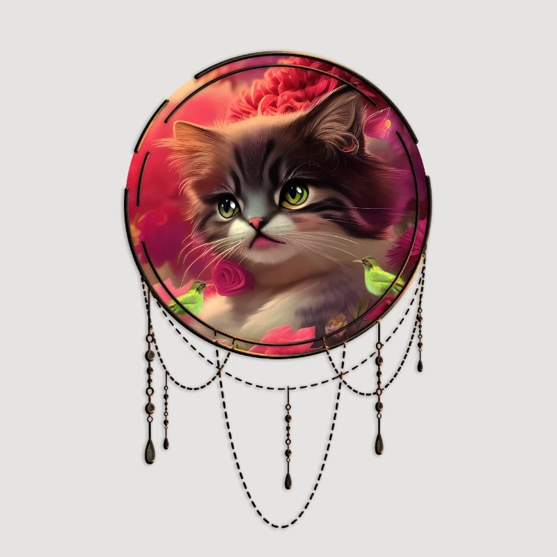 Chaton mignon avec des oiseaux